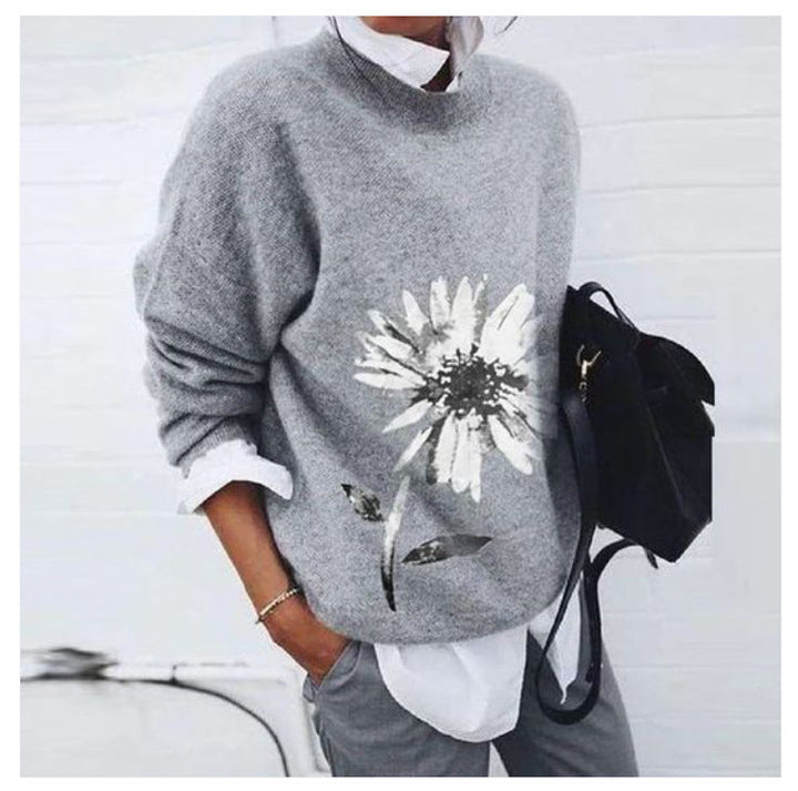 Marina - Casual Sweater with Leopard Design