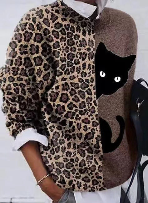 Marina - Casual Sweater with Leopard Design