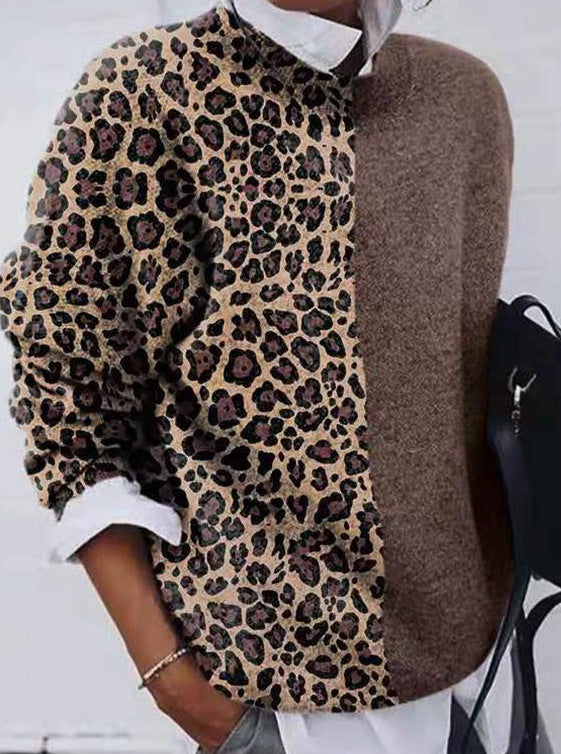 Marina - Casual Sweater with Leopard Design